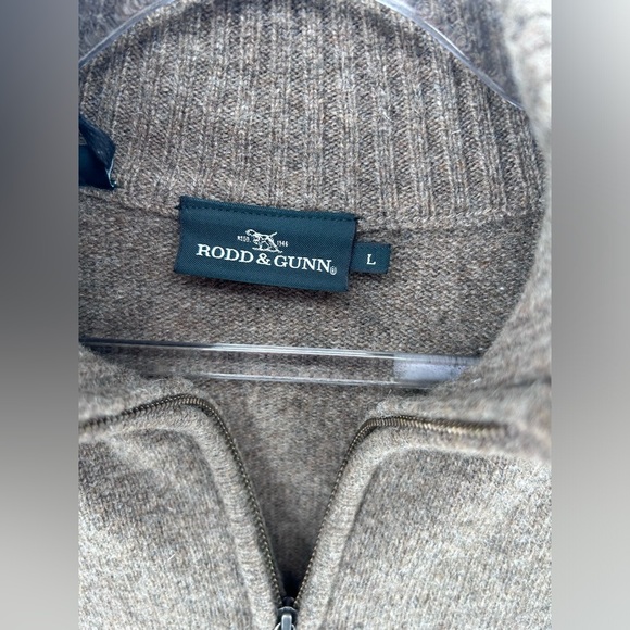 NWT $99 Rodd & Gunn Men's Wool "Jacks Bay knit” Quarter-Zip Sweater L Oatmeal - Picture 5 of 12